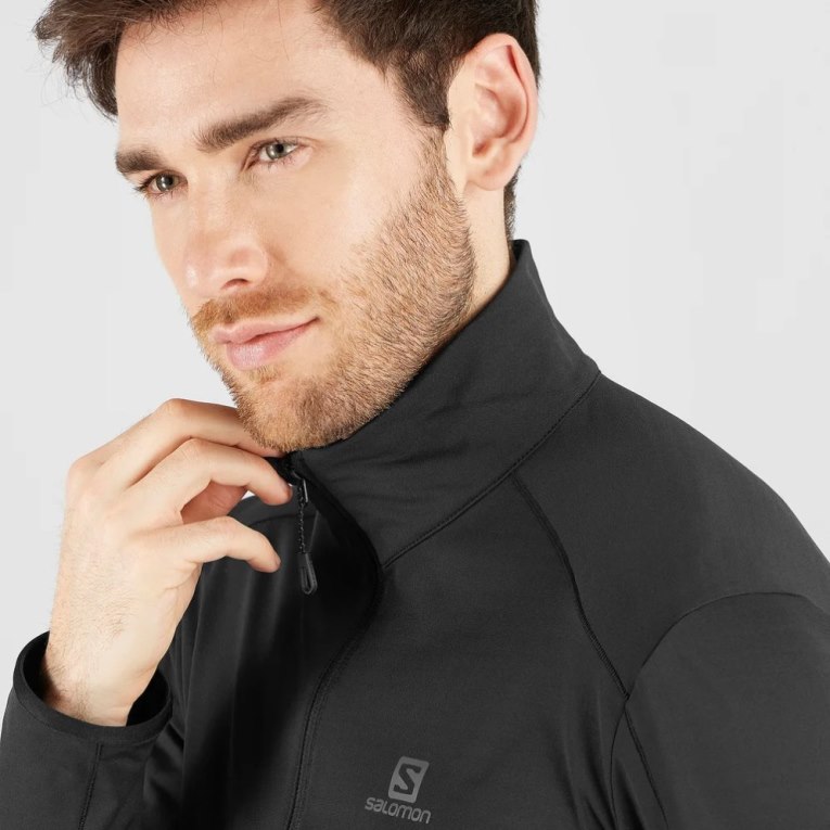 Salomon Essential Lightwarm Half Zip Men's Sweatshirt Black | CA 38V1
